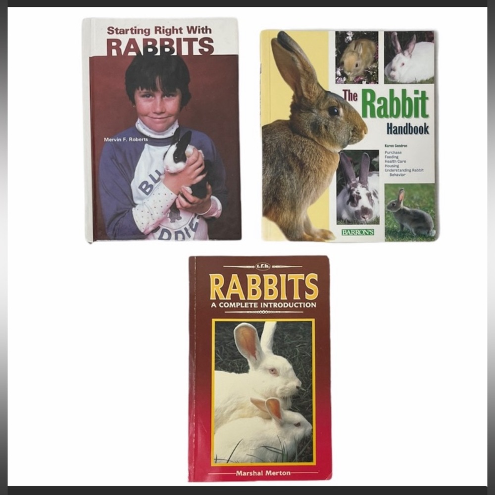 Vintage Rabbit Care Book Bundle TFH Barron's Pet Manuals 80s 90s Retro Academia